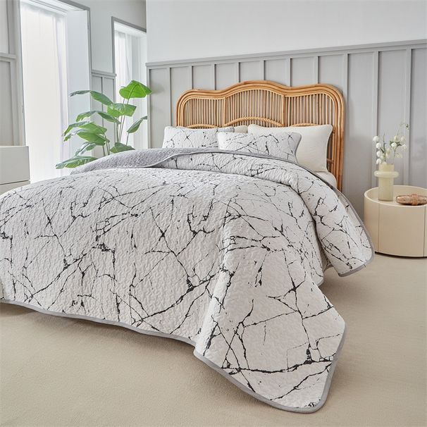 Striped & Leopard Print Bedspread Set – 3-Piece Light Grey Quilt Cover (OEKO-TEX® Certified, Abstract Geometric) For Modern & Bohemian Bedrooms_voghion.com