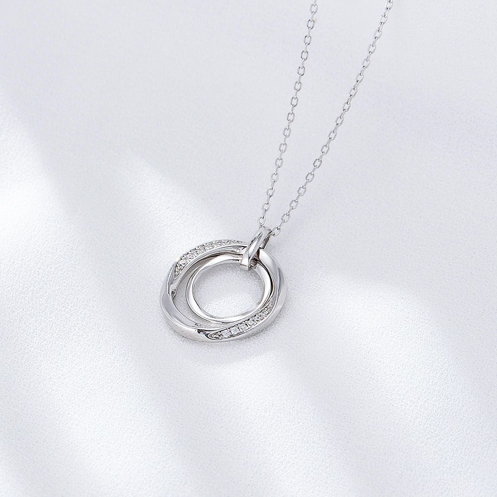 Collana con clavicola a doppio anello in argento sterling S925, con diamanti, stile retrò, di alta qualità, semplice e di lusso._voghion.com