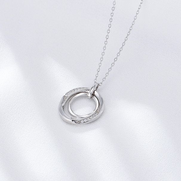 Collana con clavicola a doppio anello in argento sterling S925, con diamanti, stile retrò, di alta qualità, semplice e di lusso._voghion.com