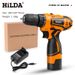 Furadeira elétrica sem fio Hilda de íons de lítio com velocidade variável e torque de 22 Nm, mandril de 10 mm, capacidade de perfuração de madeira de 20 mm – Inclui kit de acessórios_voghion.com