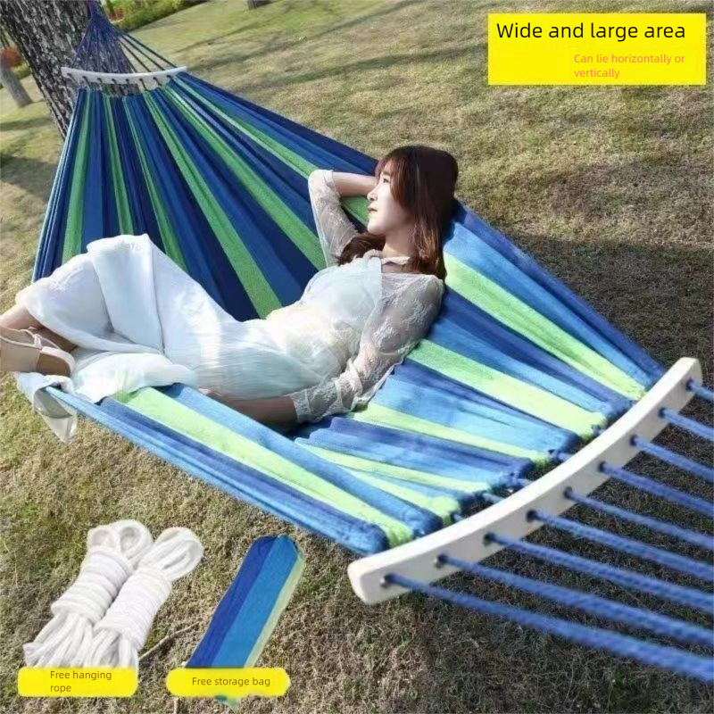 Outdoor Play Thickened Double Reinforced Anti-Tip Home Portable Tree-Tied Camping Nap Canvas Dormitory Hammock_voghion.com