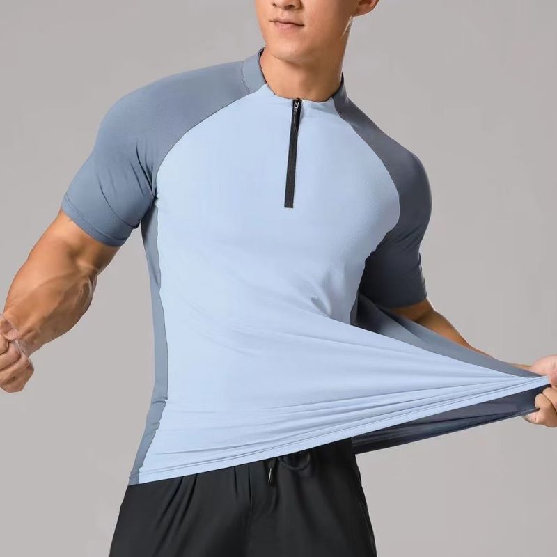 Men's Clothing Suit Men's Ice Silk Elastic Quick Drying Clothes Short Sleeved Summer Sports Track And Field Running T Shirt_voghion.com