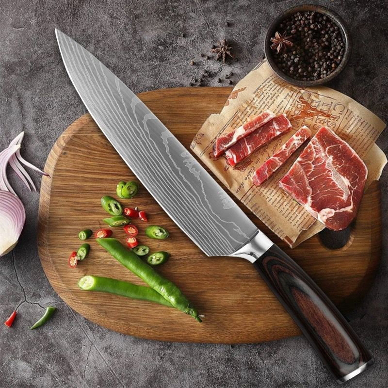 German Damascus Pattern Chef Cooking Small Vegetable Fish Slicing Multi-purpose Fruit Knife_voghion.com