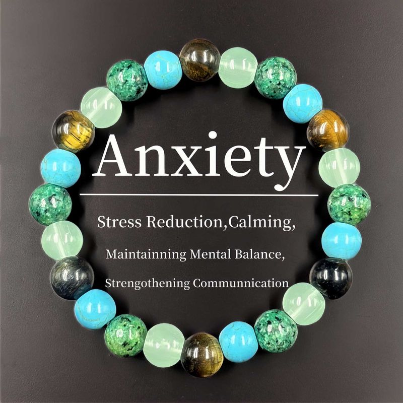 Tiger Eye & Turquoise Bracelet – Green Aventurine Stone Elastic Band, Natural Healing Crystal Jewelry_voghion.com