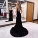 Sequined Ball Gown Slim Hip Wrapped Fishtail Small Trailing Evening Gown Spaghetti Straps V Neck Party Dress_voghion.com