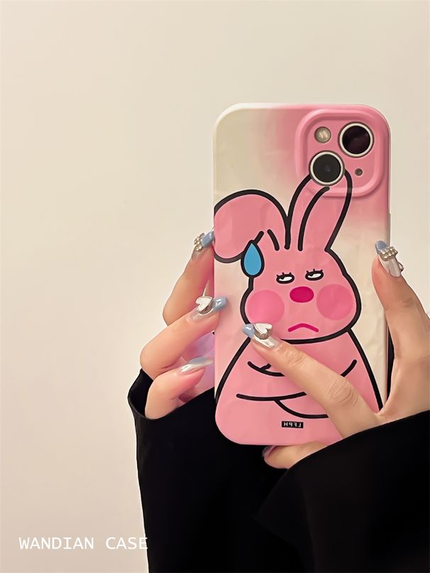 Αστείο και χαριτωμένο κουνέλι κινουμένων σχεδίων κατάλληλο για θήκη τηλεφώνου Max iPhone 13 ζαρωμένη μεμβράνη 11 νέο 12 γυναικείο μοντέλο 14_voghion.com