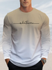 Funny Gradient Letter Print Men's Long Sleeve T-shirt Business Casual Fall Comfortable Pullover Fashion Cotton Loose O-neck Tops_voghion.com