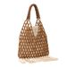 Borsa da spiaggia per le vacanze da donna, alla moda, con perline di legno intrecciate a mano e nappe ENSPT_voghion.com