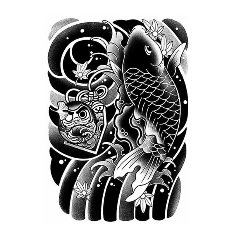 Blossom Stripe Wave Theme Waterproof Juice For Woman Men Body Arm Thigh Temporary Tattoo Sticker_voghion.com