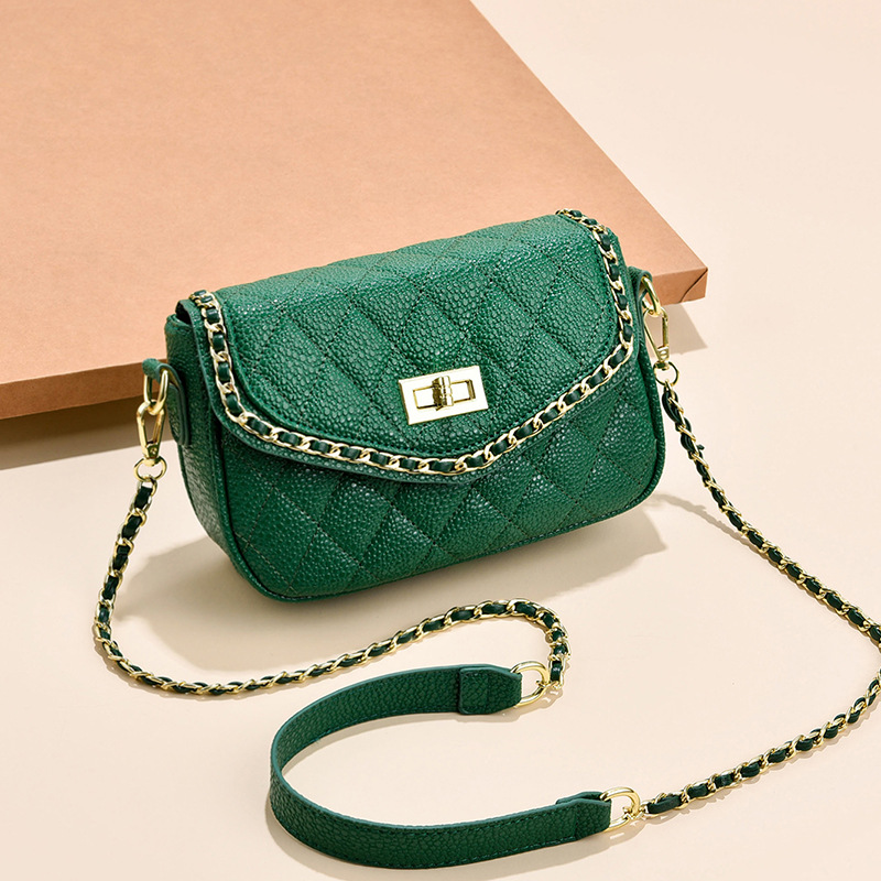 Women's 2024 Summer New Small Square Fashionable and Simple Lock Buckle Single Shoulder Diagonal Straddle Bag_voghion.com