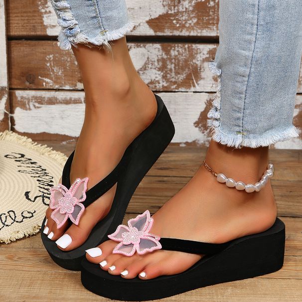 Sandali con doppia punta e fondo spesso alla moda, grandi dimensioni, farfalla, rinoceronte, piatto, da donna, Drag_voghion.com