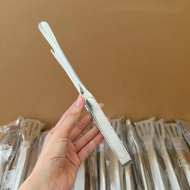 316L Stainless Steel Korean Style BBQ Anti-scald Barbecue Kitchen Food Cooking Steak Buffet Small Tongs_voghion.com