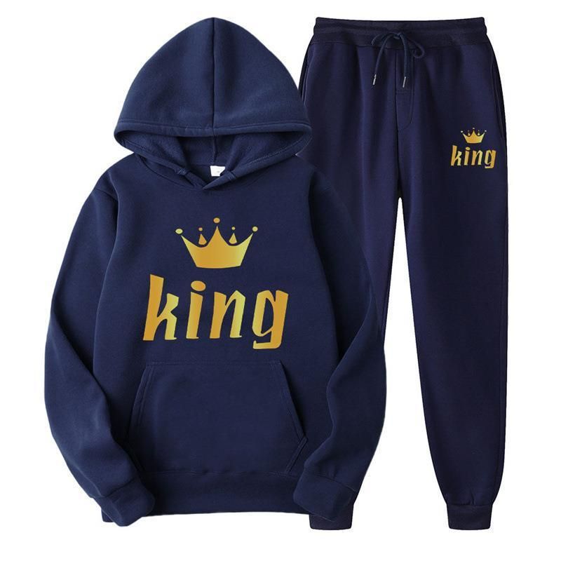 Autumn Trendy Brand Printed Hoodie Sweatshirt Couple Style Casual Sports Sweatpants Two-Piece Set For Men And Women_voghion.com