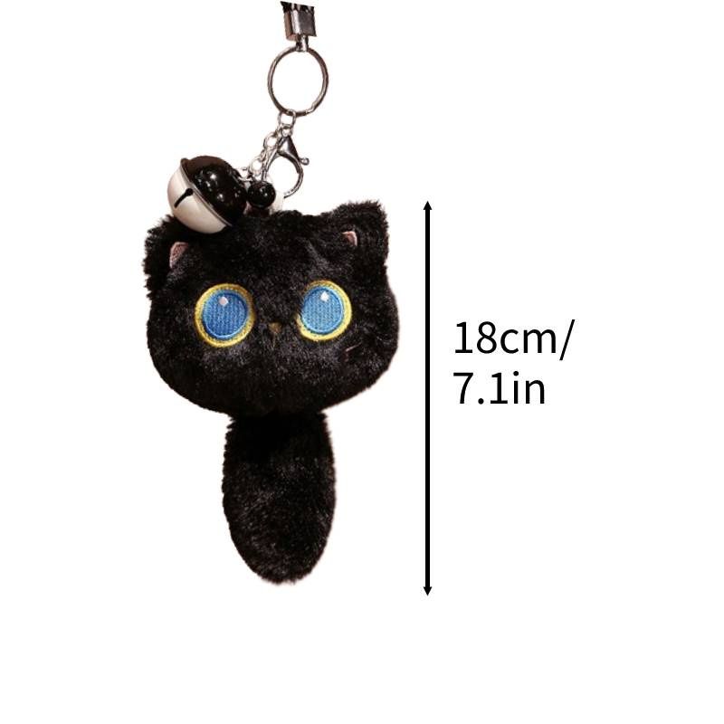 Cute Black Cat Keychain Plush Toy Doll Pendant 18cm Short Plush Cotton Filling Pp_voghion.com