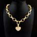 Women's Jewelry Set - Gold Heart Necklace And Bracelet With AAA Zircon Stones, Elegant Box Chain Design For Everyday Wear_voghion.com