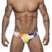 Men's low waisted printed triangle tight fitting tie up swimsuit, men's cup anti awkwardness shorts_voghion.com