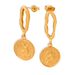 Orecchini geometrici retrò francesi di forma speciale, rotondi, con pendente a moneta d'oro, di lusso, in acciaio al titanio placcato oro K._voghion.com