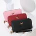 Wallet Card Cases Ladies Wallet New Bow Double Pull Wallet Fashion Mobile Phone Bag Simple Girlish Style_voghion.com