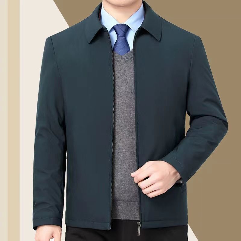 Giacca casual da lavoro con colletto rovesciato di alta qualità, nuova primavera autunno CT, per uomini di mezza età e anziani, alla moda per papà_voghion.com