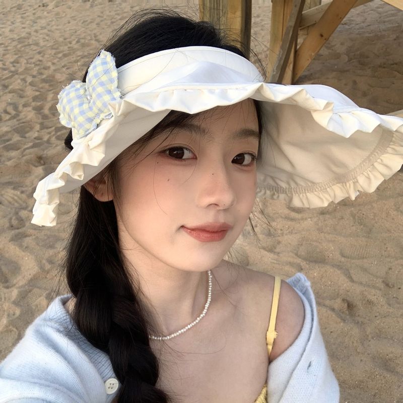 Cappello estivo con protezione solare da donna 2024, nuovo cappello da sole da spiaggia per esterni con parte superiore vuota e protezione ultravioletta_voghion.com
