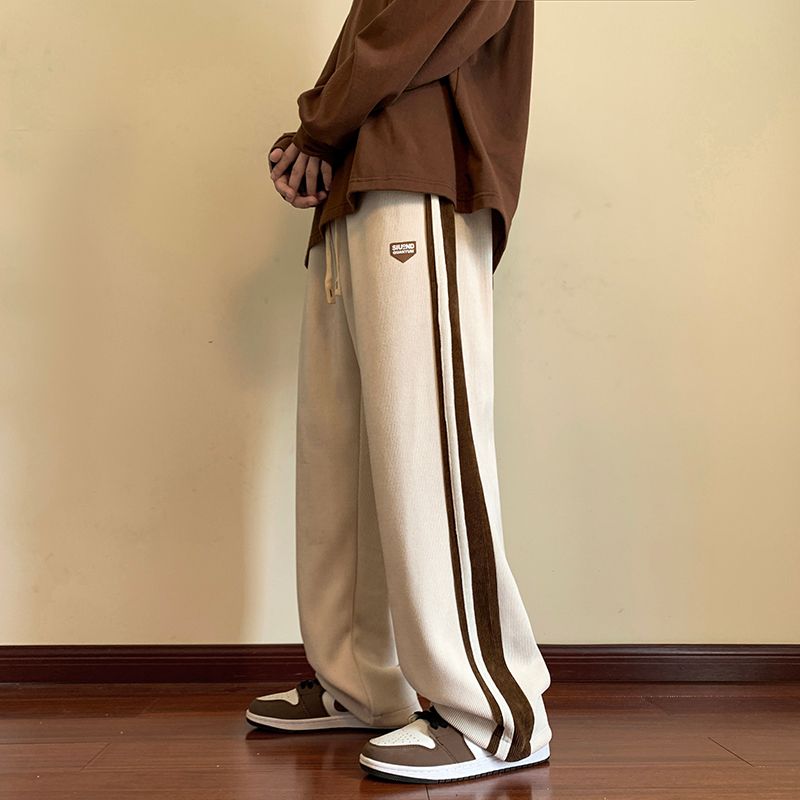 Baggy Striped Sweatpants for Men Straight-Leg Pants Fashion Hip Hop Streetwear Haruku Trousers Casual Bottoms Y2K Male_voghion.com