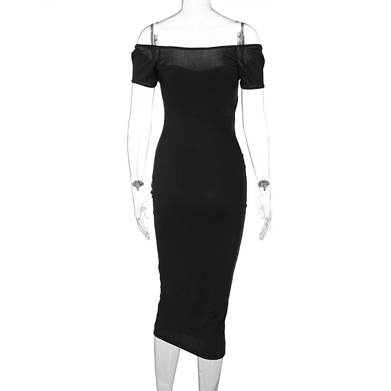 Women's Clothing new one shoulder ribbed long slim dress_voghion.com