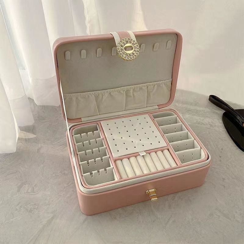 Simple Portable Jewelry Storage Box High-end Exquisite Large Capacity Travel Jewelry Organizer Boxes Bag_voghion.com
