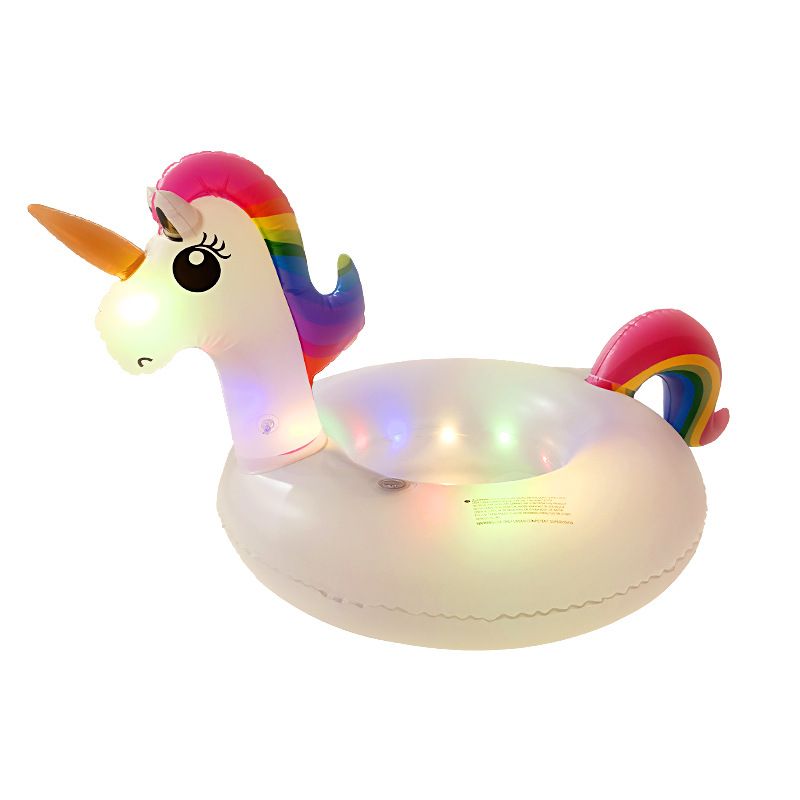 Glow-In-The-Dark Unicorn Pool Float For Adults - Thickened Lounge Chair With Backrest & Led Lights (Large Size Includes Air Pump & Repair Kit)​_voghion.com
