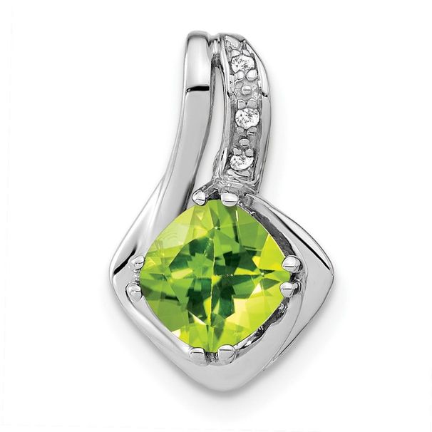14k White Gold Peridot And Diamond Chain Slide Pendant_voghion.com