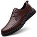 Lederschuhe, elegante Freizeitschuhe, niedrige Schnürschuhe mit Lederoberfläche, Fußoberteil, runde Zehenkappe, Arbeitsschuhe für Herren_voghion.com
