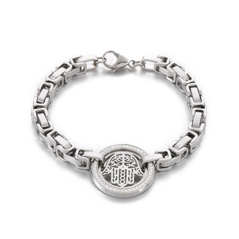 Bracciali in acciaio al titanio con palme alla moda Bracciali in acciaio inossidabile con zirconi intarsiati_voghion.com