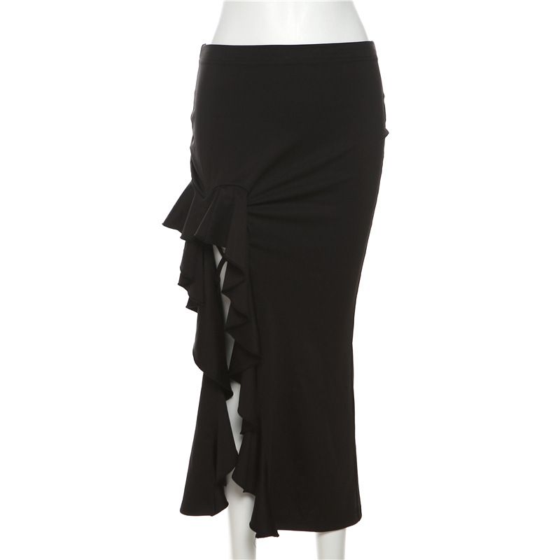 Neue frauen mode sexy taille umarmt hüfte gewickelt spitze up schlitz unregelmäßigen rand rock_voghion.com