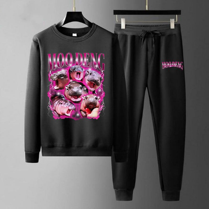 Men's Clothing 2024 new cross border casual round neck sweatshirt sweatpants fashion jogging sports casual wear European and American men's suits_voghion.com