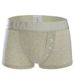 Lage katoenen boxershorts voor heren met U-vormig ontwerp, ademend en comfortabel ondergoed, effen kleur met knoopdetail (lichtgrijs, appelgroen)_voghion.com
