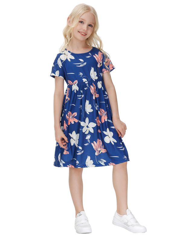 Mutter & Kinder einfarbig mädchen bund kleid kinder gedruckt kurzarm Prinzessin kleid_voghion.com