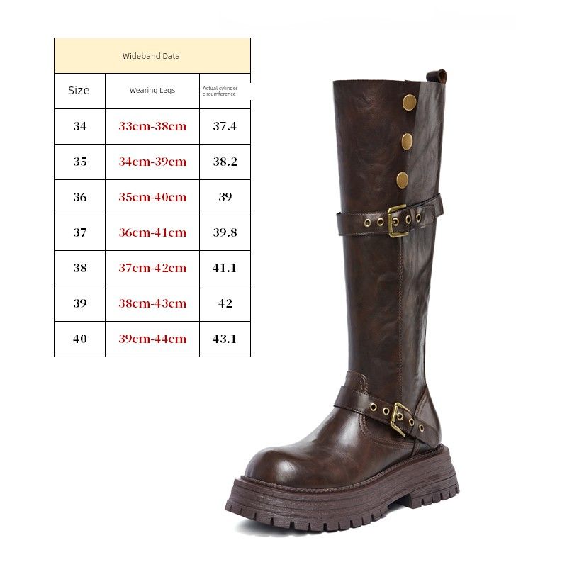 Autumn And Winter 2024 New Arrival Small Legs Knight Black Thick Sole High-Top Long Boots Female_voghion.com