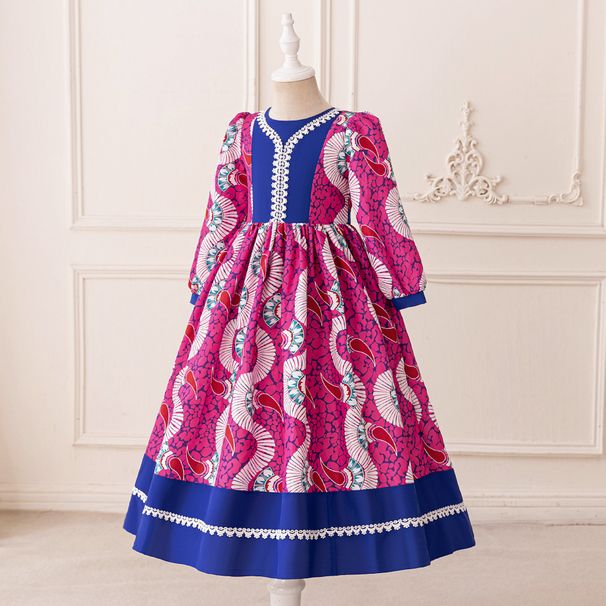 Kids’ Clothing Evening Dress Retro Print Bow Performance Clothing Children's Dress Princess Dress_voghion.com