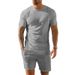 Ensemble t-shirt et short à manches courtes pour homme, pull-over d'été à col ras du cou, haut de sport décontracté_voghion.com