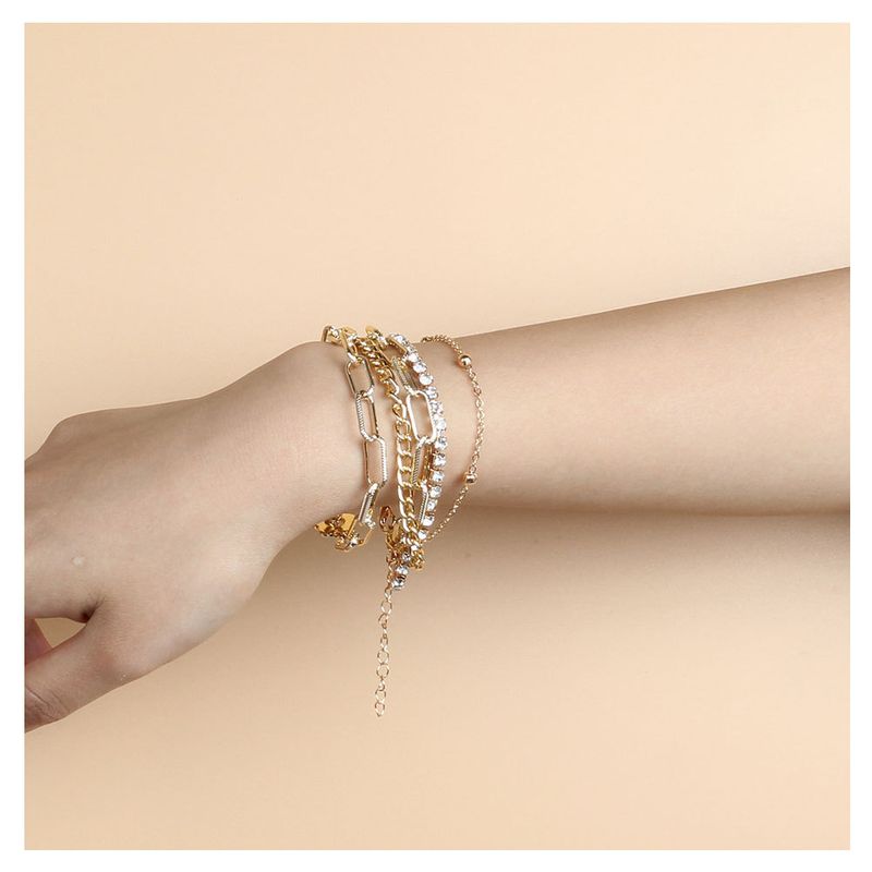 Accessori semplici Hip-Hop Bracciale a catena con diamanti Moda geometrica Mix And Match Set di gioielli BR420_voghion.com