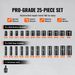 Impact Sockets Set 25pcs 6-Point 3/8in Drive Bit Ratchet Tool Kit Case_voghion.com