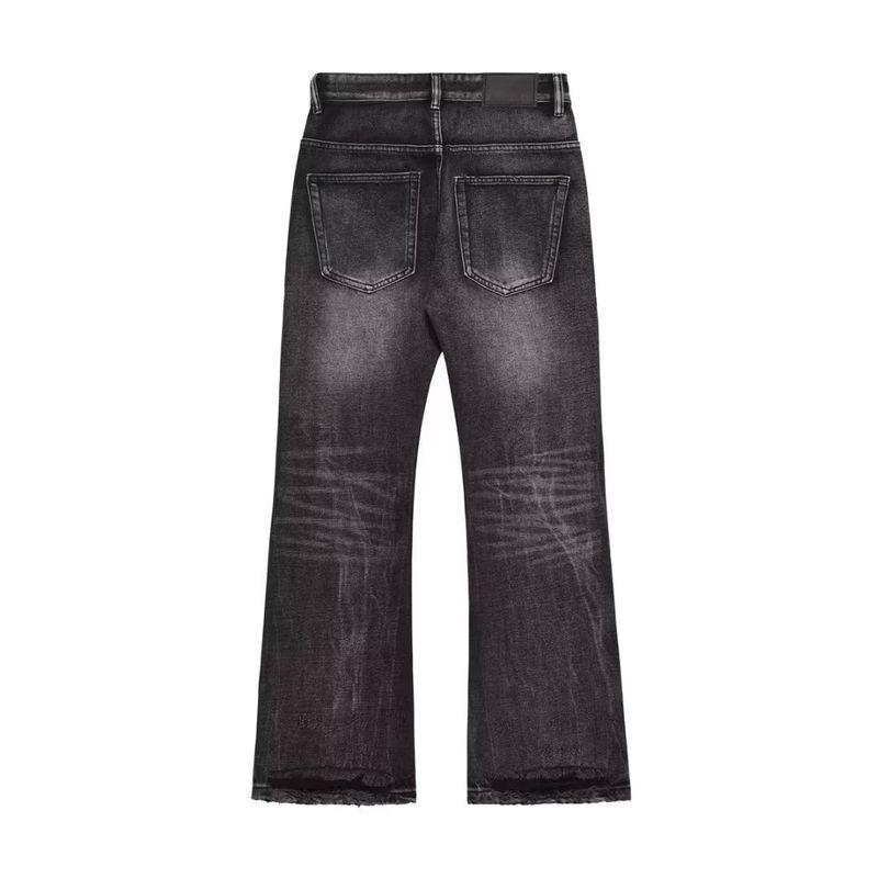 Spring And Autumn European And American High Streets New Vibe Feng Shui Wash Black Ripped Jeans Men's And Women's Ins Trendy Brand Micro-pull Pants_voghion.com