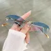 Fashion 2024 Cat Eye Female Outdoor Shopping Rimless Driving Glasses Retro Brief Oval Sunglasses Okulos_voghion.com