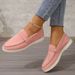 Slip-On Loafers For Women, Frosted Flat-Soled Lazy Retro Single Shoes, Large-Size Casual Shoes_voghion.com