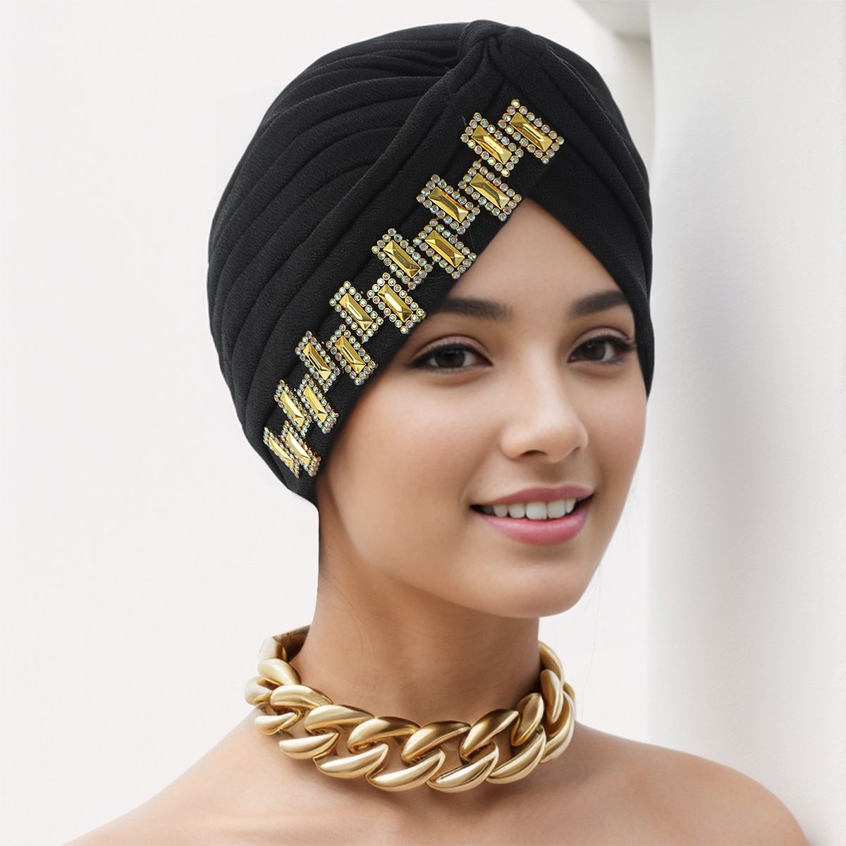 Muslim Hat Women's Stretch Linen Breathable And Comfortable Side Stick Drill Headscarf Cap_voghion.com