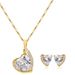 Set di orecchini con zirconi a forma di cuore splendente, set di gioielli con ciondolo a forma di cuore e collana con pietre preziose_voghion.com