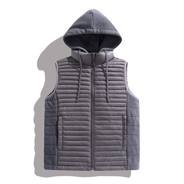 Gilet polaire d'hiver léger sans manches pour homme, doudoune en polyester respirante et chaude pour l'extérieur, coupe ample avec poches latérales._voghion.com