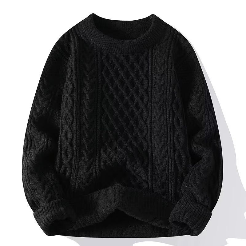 Herrenbekleidung Rundhalspullover für Herren, Herbst, Lazy Top, Innenpullover, leichter, reifer Stil, einfarbig, lockerer Pullover_voghion.com