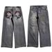 Men's Clothing  retro distressed washed jeans men's  brand teenagers wide-leg workwear heavy-duty design casual pants_voghion.com