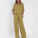Damenbekleidung Sommer Neue Damen Casual Loose Solid Color Kurzarm Hosenanzug aus Baumwolle und Leinen_voghion.com