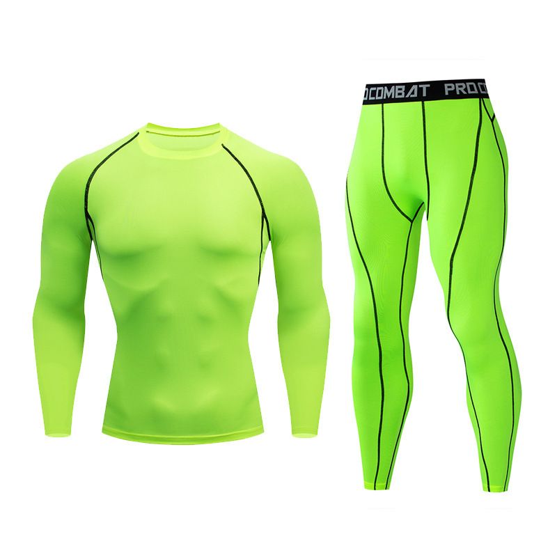 LazyZoom - Conjunto deportivo de compresión para hombre, para correr, fitness, primavera y verano, para ciclismo, entrenamiento, manga larga, transpirable_voghion.com